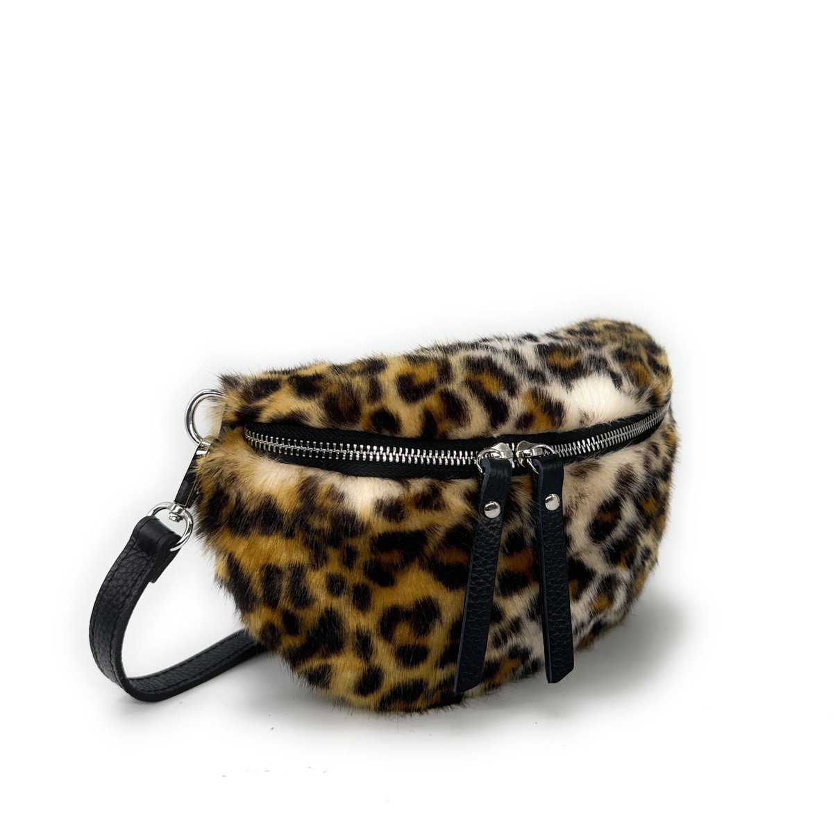 Sac banane en cuir et poils synthétiques LOU KITTY léopard, OH MY BAG