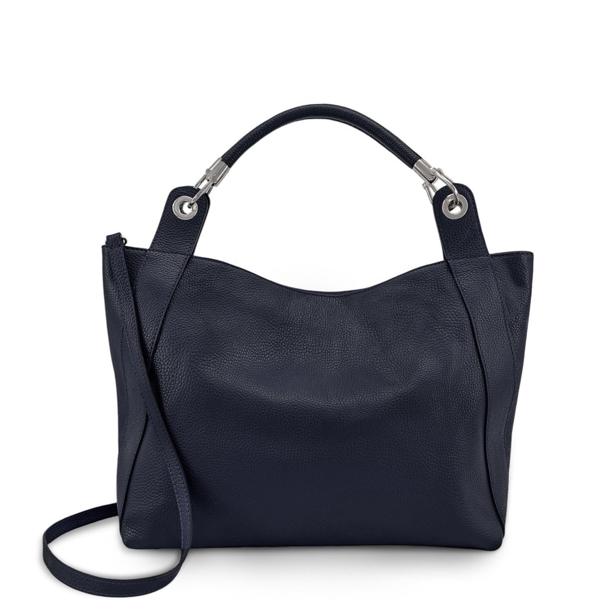 Sac à main cuir italien PARIS bleu foncé, OH MY BAG