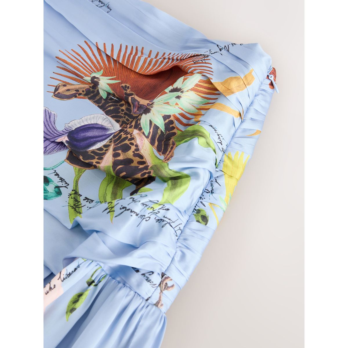 Jupe longue satin botanique kew collection bleu motif fleurs, NEXT