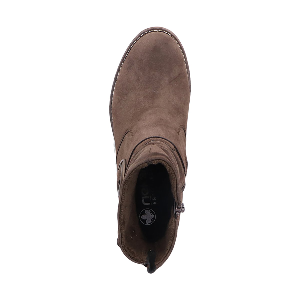 Boots à talon décroché bas avec une sangle d'ajustement décorative taupe, RIEKER