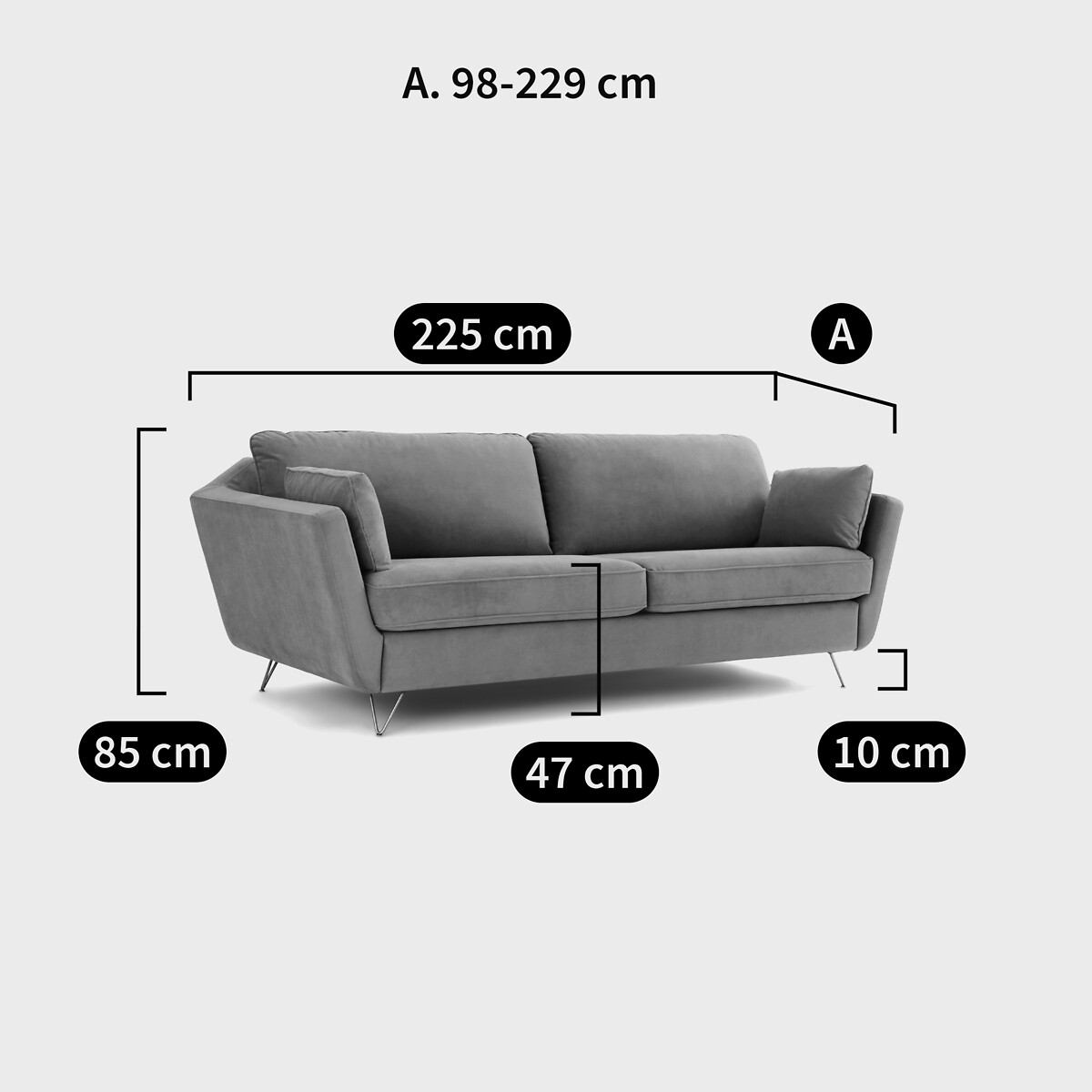 Canapé 4 à 5 places velours, convertible, Topim tabac, LA REDOUTE INTERIEURS