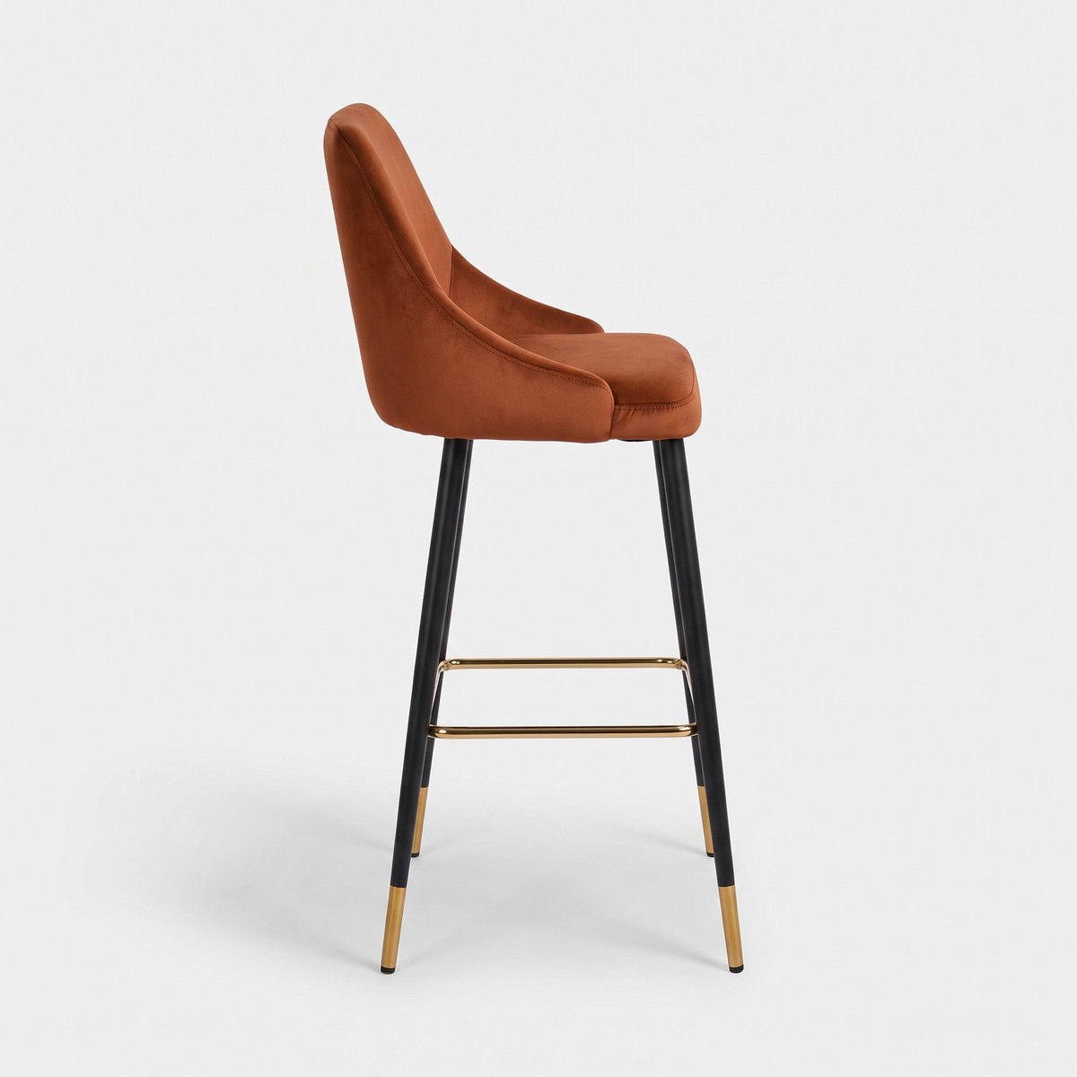 Lot de 2 chaises de bar 78 cm en velours, pieds en métal - ARISTOTE terracotta, MAISON PAVANE