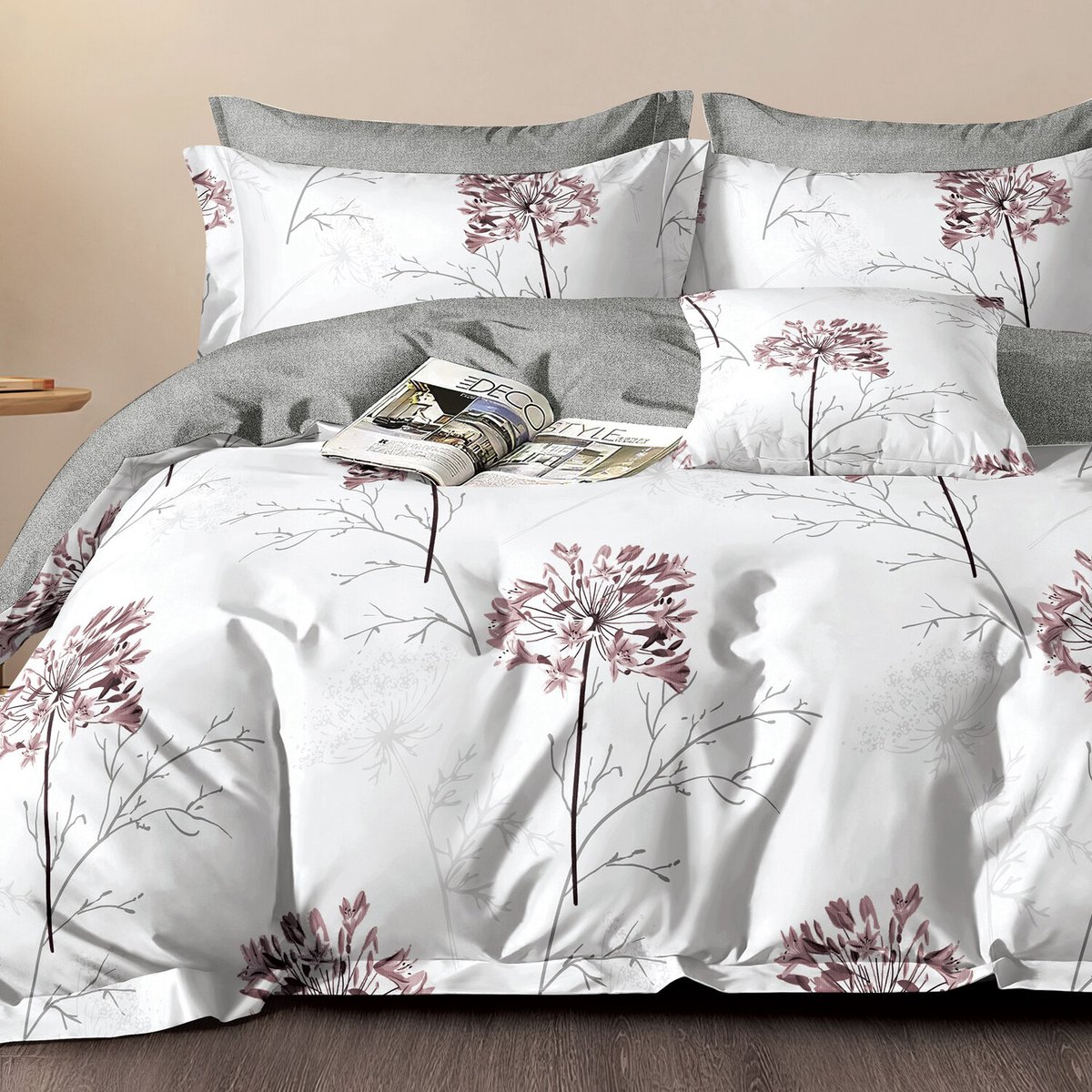 Parure housse de couette en percale de coton, Ailise multicolore, C DESIGN HOME TEXTILE