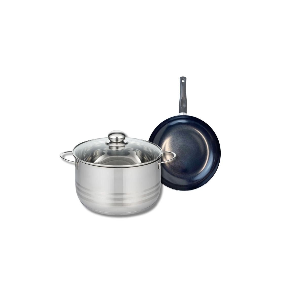 Batterie de cuisine 1 poêle 20cm + 1 faitout 24cm PRIMA BRILLANT noir, ELO