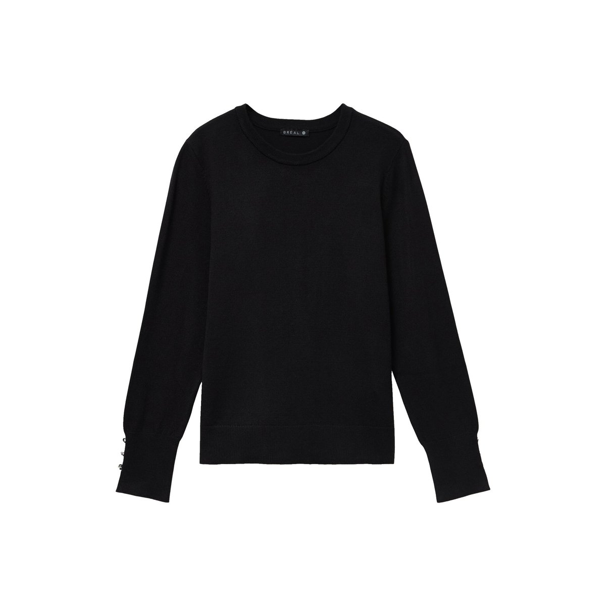 Pull droit col rond manches longues noir, BREAL