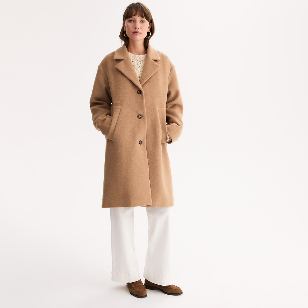 Wool Blend Long Coat camel, ANNE WEYBURN