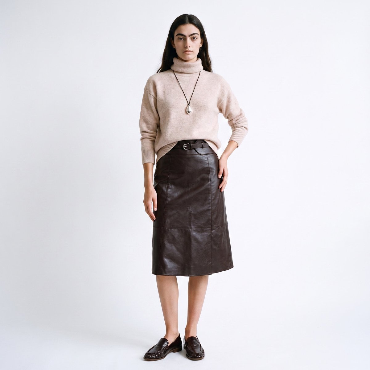 Pull col roulé coupe ample laine chaude ALORIA beige, ARTLOVE