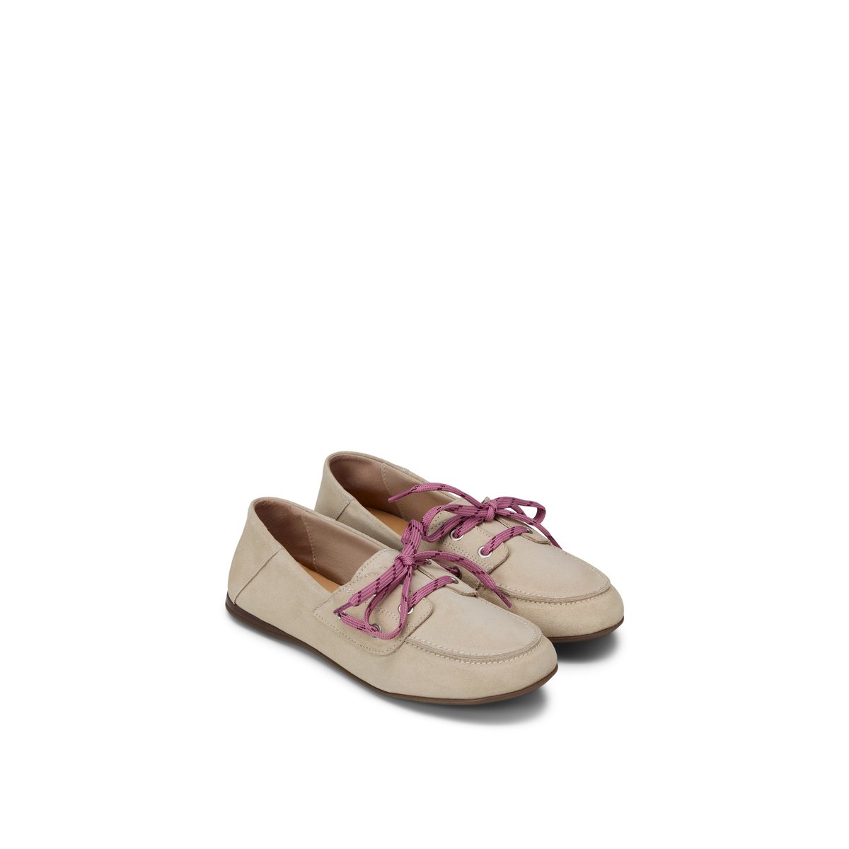 Chaussure bateau modèle Siana en cuir velours doux beige, MARC O'POLO