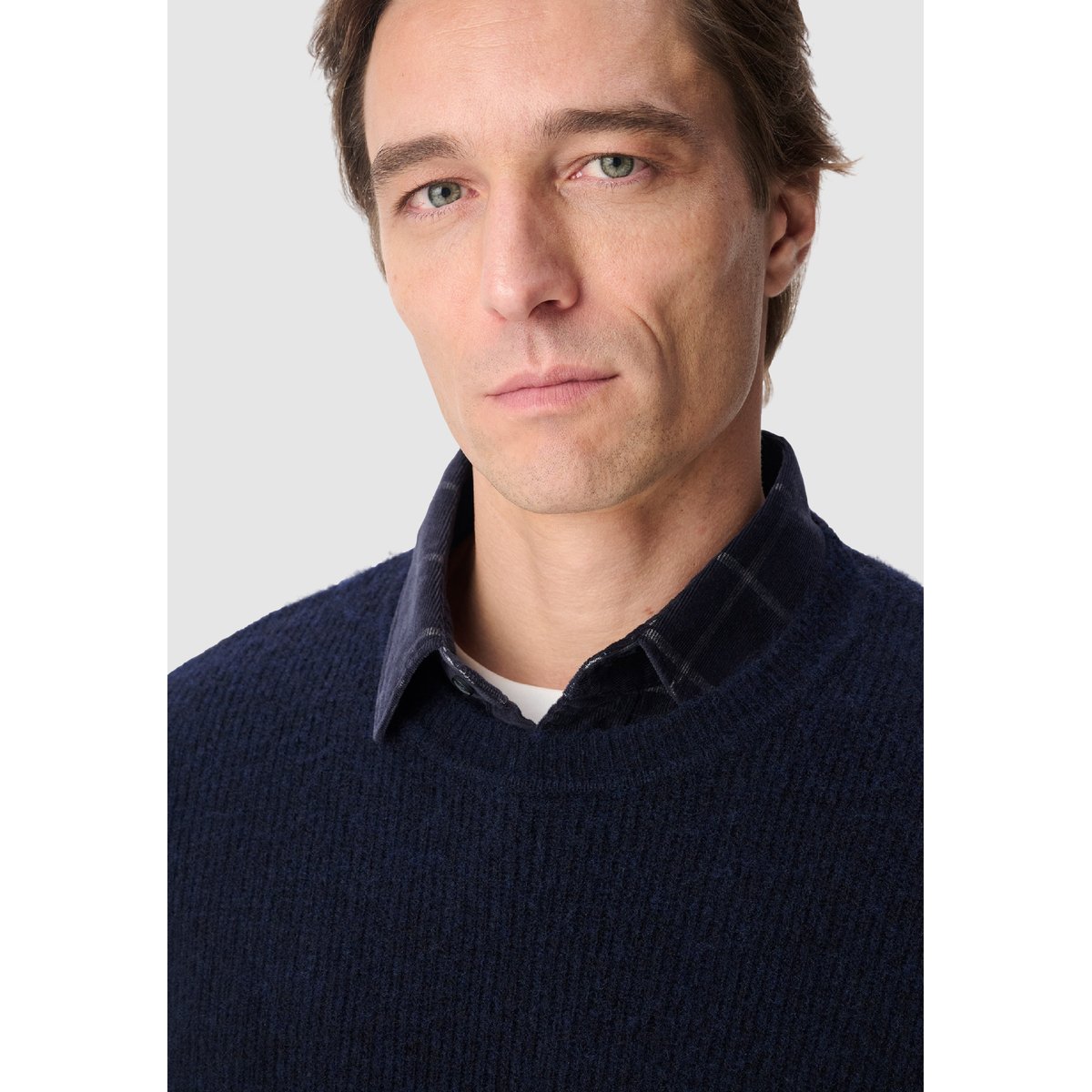 Pull col bateau tricot mousseux bleu nuit, IKKS
