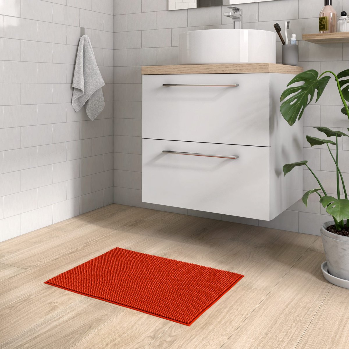 Tapis de bain en polyester, EASY rouge, SENSEA
