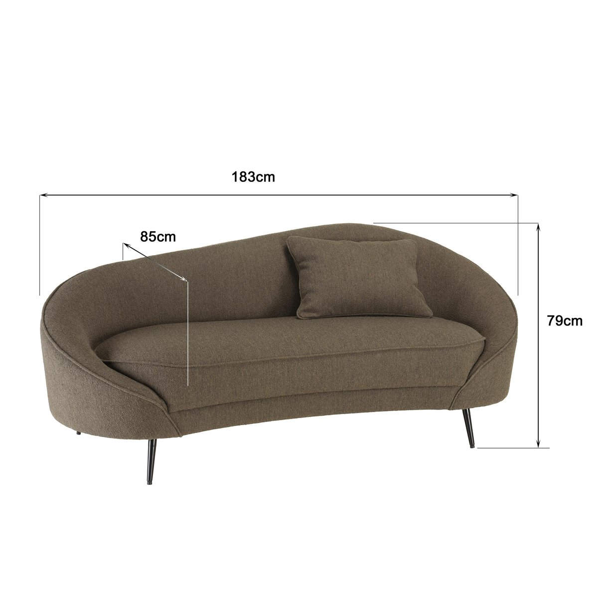 Canapé 3 places tissu bouclette taupe dossier incurvé COLOMBUS taupe, PIER IMPORT