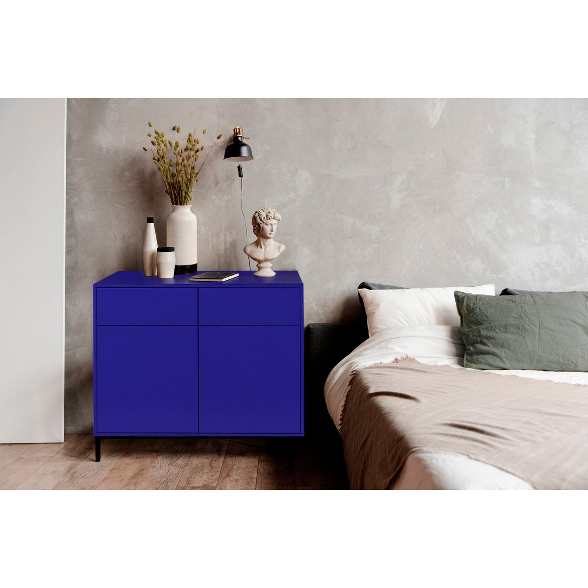 Buffet en MDF avec 2 portes et 2 tiroirs, coloris bleu. bleu, REALLY NICE THINGS