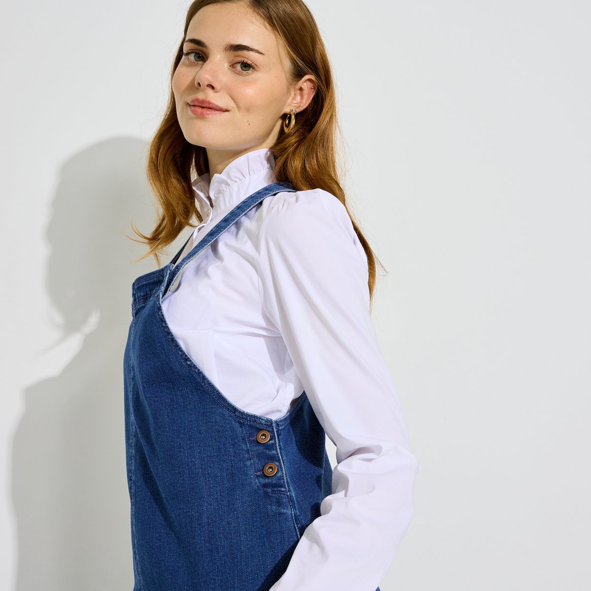 Robe chasuble en jean bleu stone, GRAIN DE MALICE