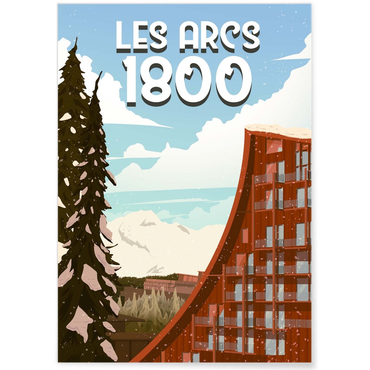 Affiche ville Les Arcs 1800 blanc, L'AFFICHERIE