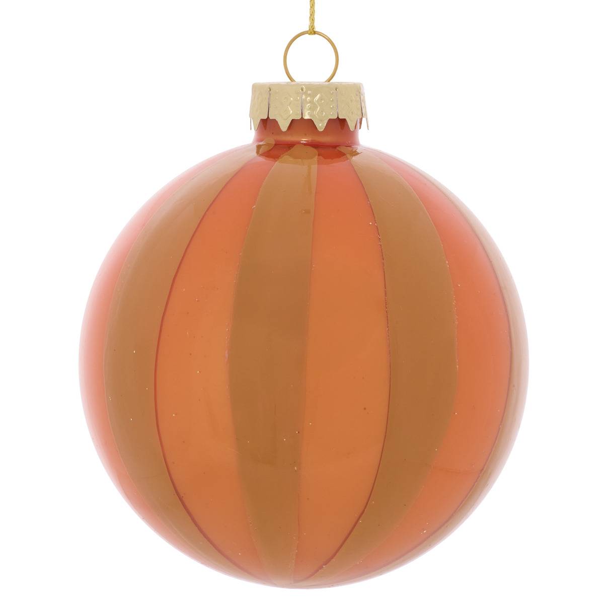 Boule de Noël en verre rayée bicolore D. 80 mm modèle b, FEERIC LIGHTS & CHRISTMAS