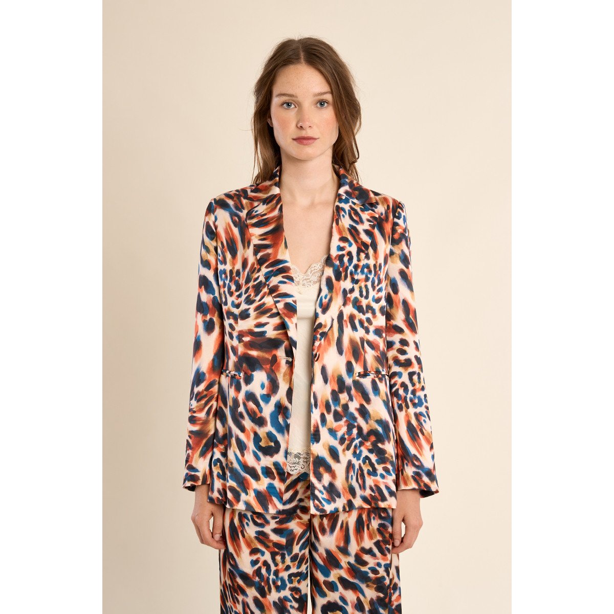 Blazer droit, imprimé orange romy, MOLLY BRACKEN