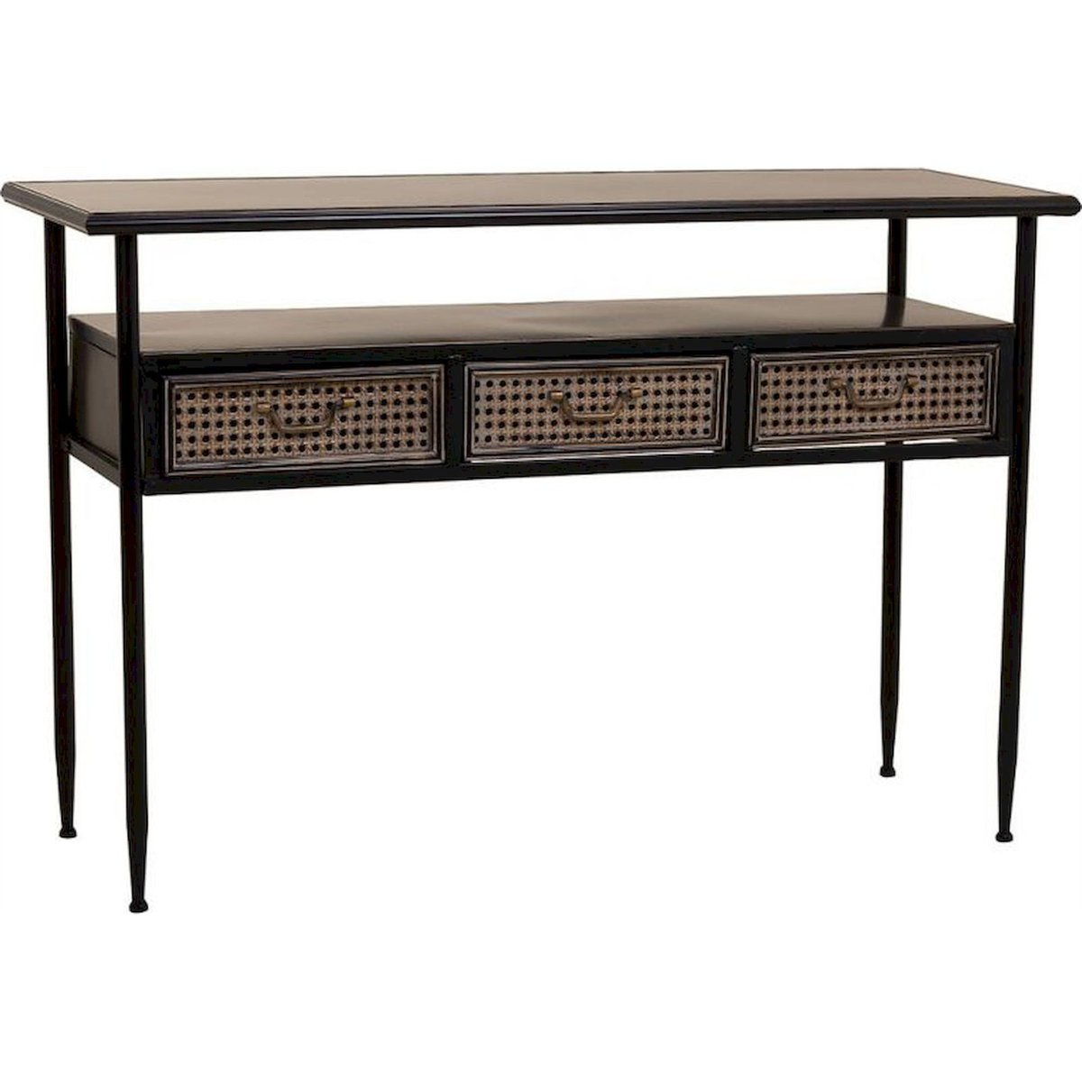 Console rectangulaire en métal style vintage marron antique effet vieilli, RECOLLECTION