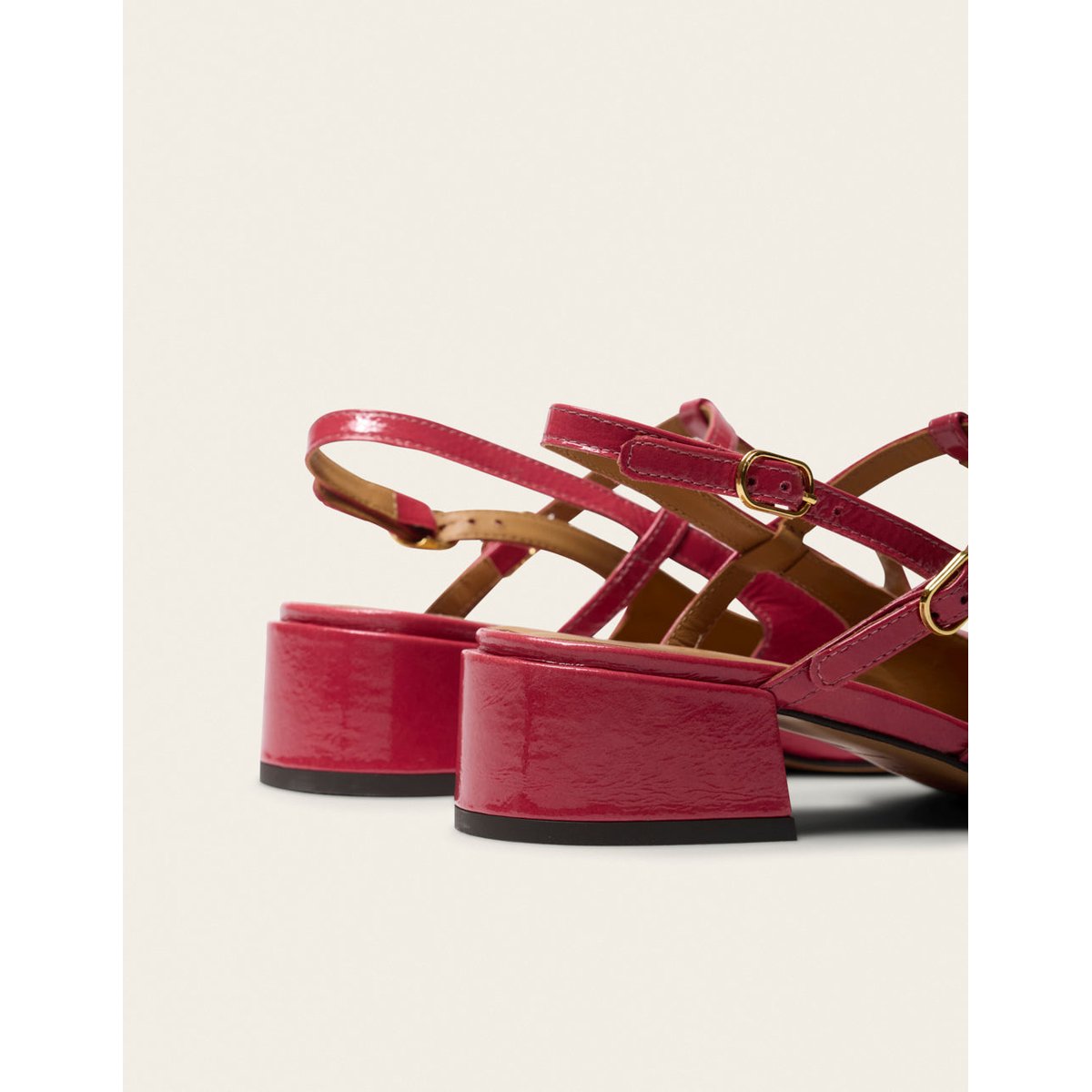Escarpins RYLA cuir plissé verni rose, ODAJE