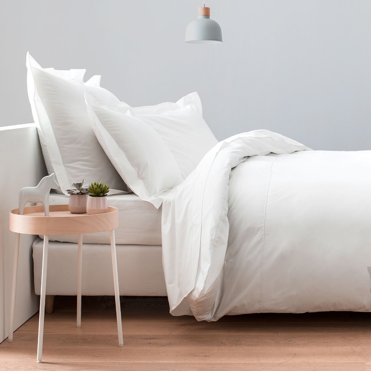 Parure percale de coton peigné 160 fils - Taies carrées STOCKHOLM blanc, COTTON & CO