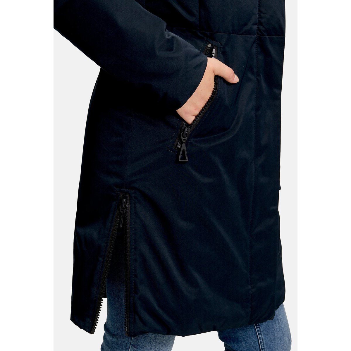 Veste d'hiver duvet synthétique bleu foncé, AMBER & JUNE