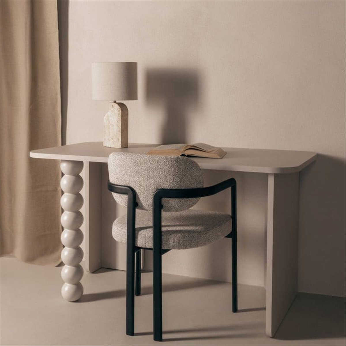 Bureau console bois pied sculptural cachemire, RECOLLECTION