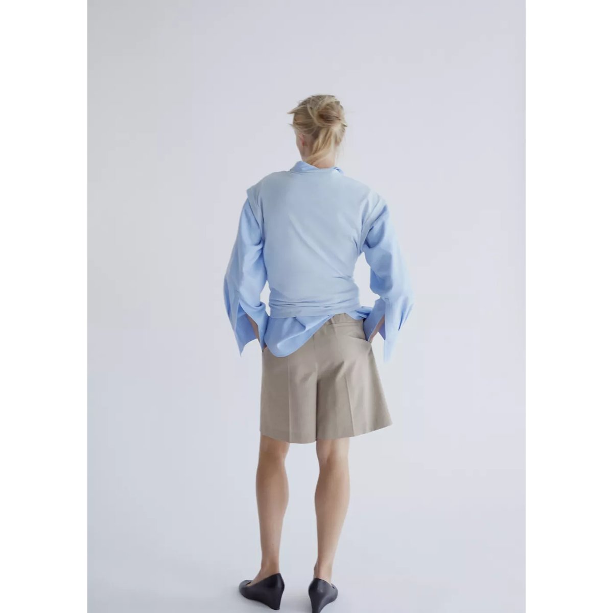 Bermuda droit taille haute beige, MANGO