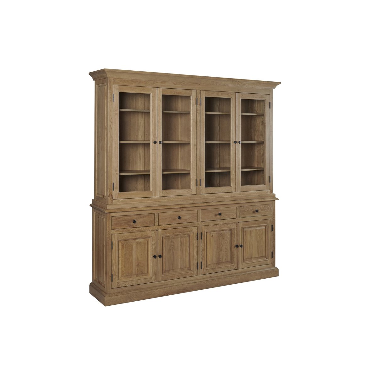Buffet vaisselier en chêne 4 portes vitrées 4 tiroirs 4 portes bois - VICTORIA bois clair, HELLIN, DEPUIS 1862