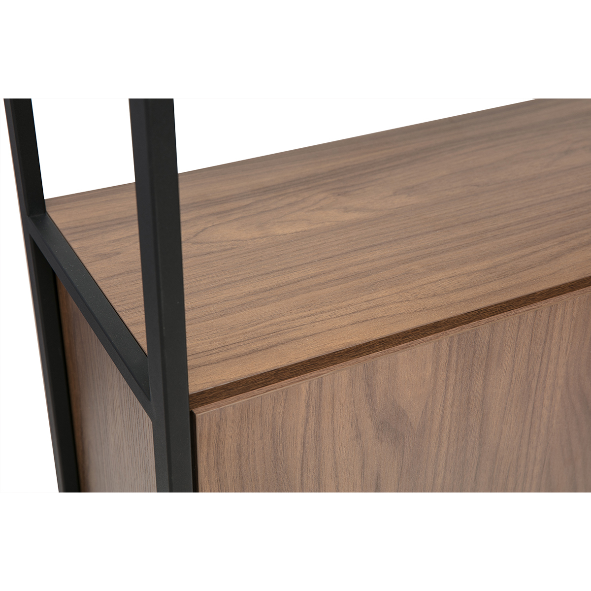 Bibliothèque avec rangements finition bois clair chêne et métal noir L80 cm MAXENCE noyer / noir, MILIBOO