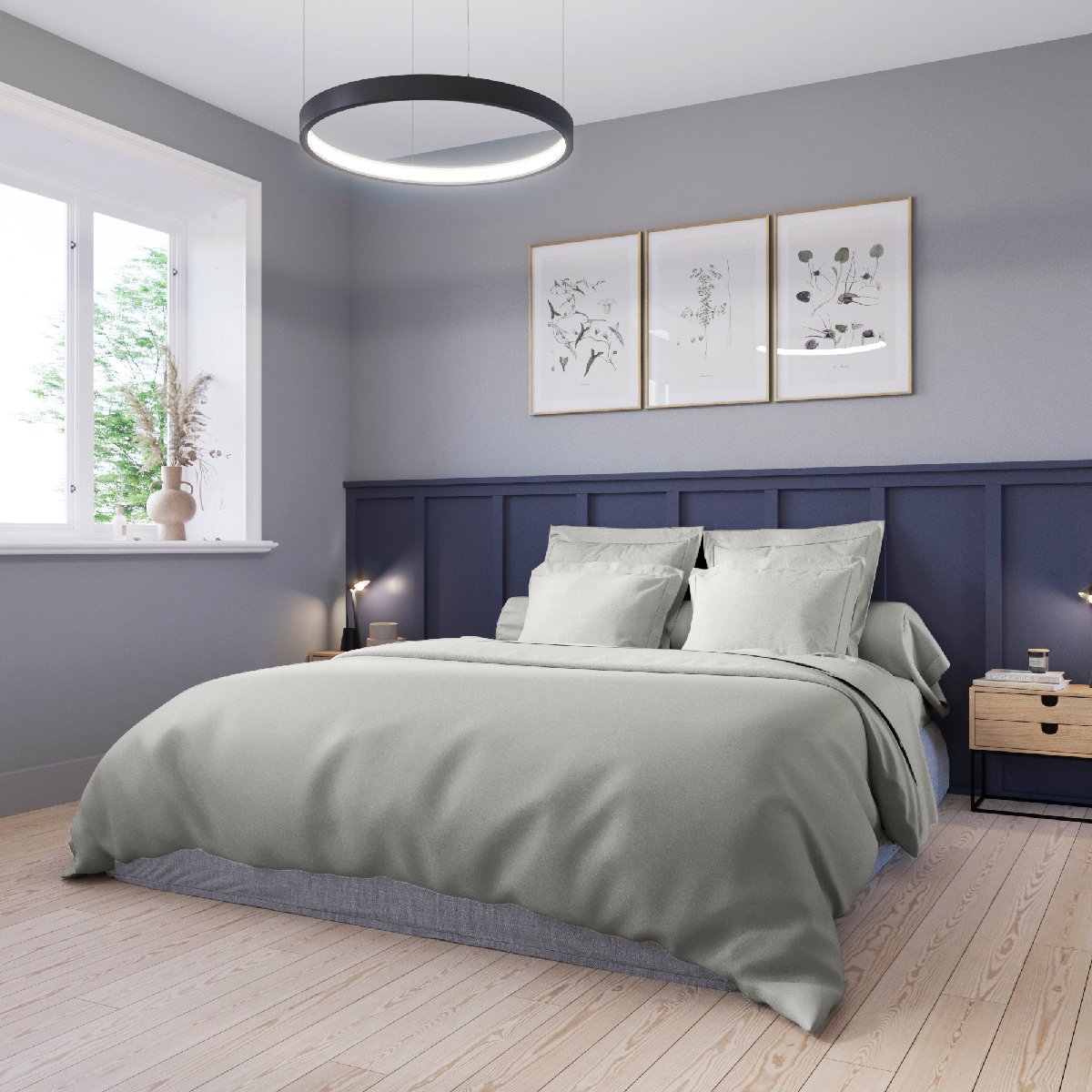 Taie d'oreiller Harmonie Satin de coton gris, DODO