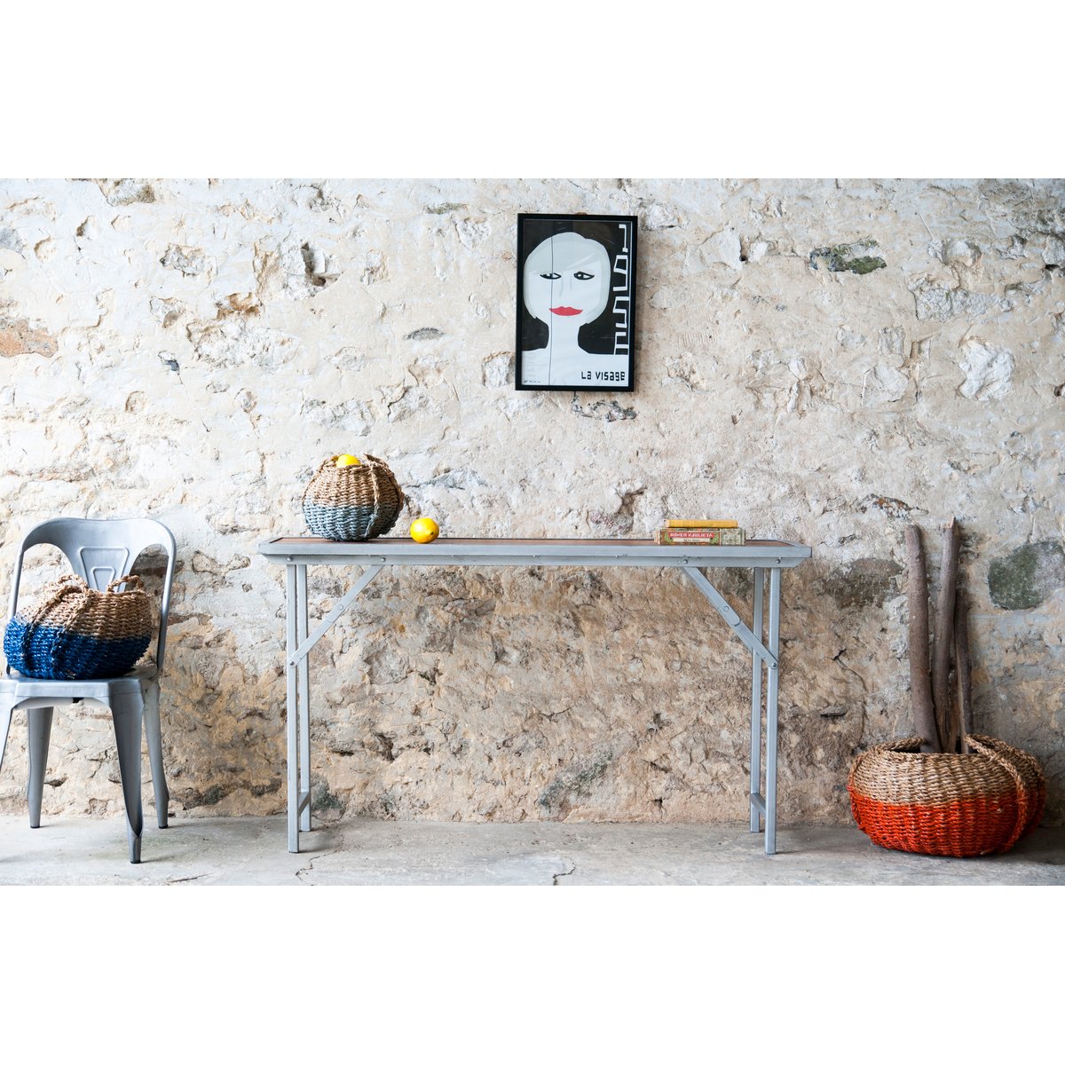 Console en bois et fer BOLLÈNE marron foncé, PRODUIT INTERIEUR BRUT