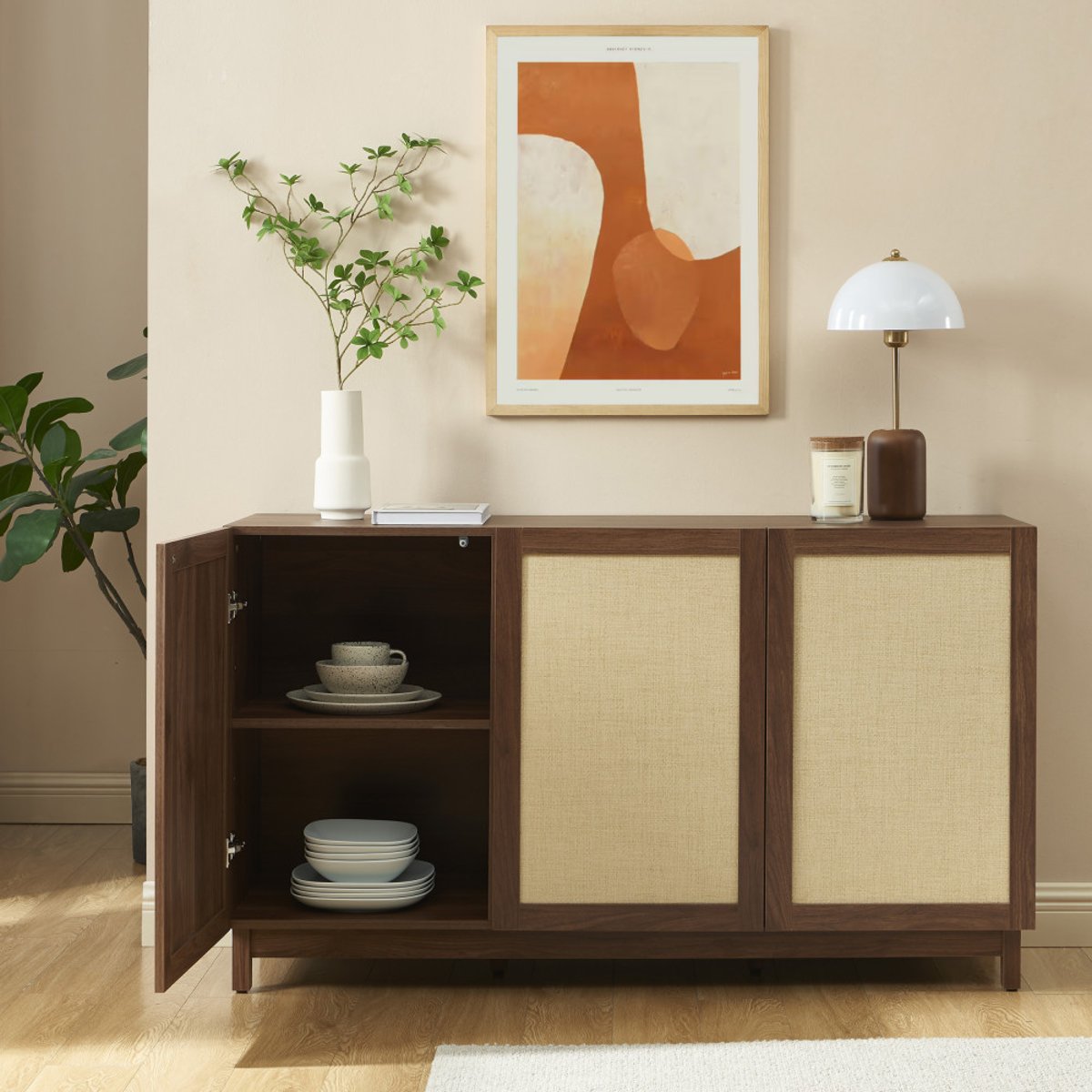 Buffet 3 portes en bois L140cm- ESTELA bois foncé, DRAWER