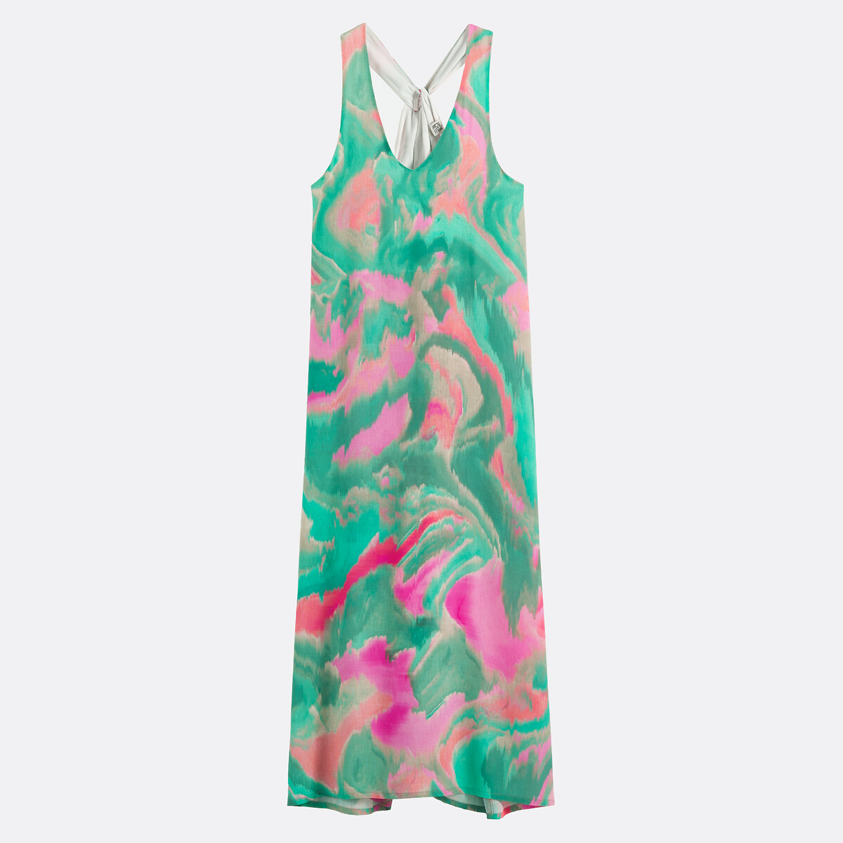 Robe longue sans manches col V imprimé graphique imprimé vert/rose, LA REDOUTE COLLECTIONS
