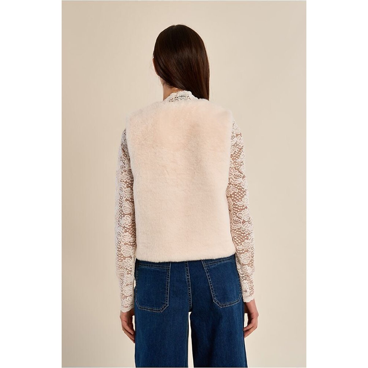 Fluffy Sleeveless Cardigan ecru , MOLLY BRACKEN
