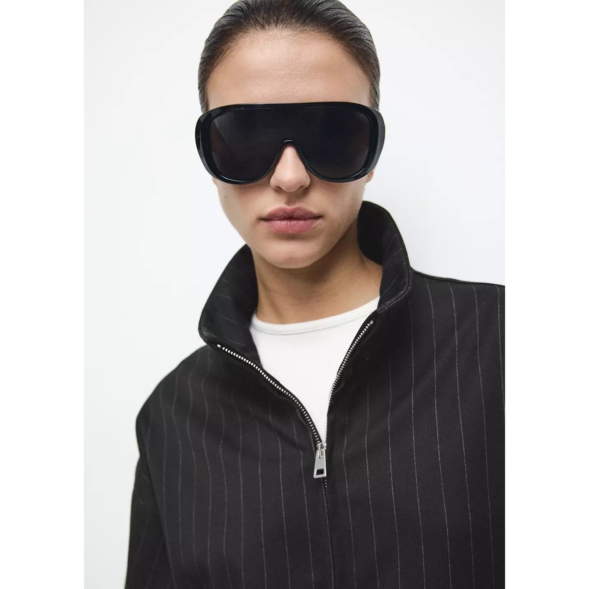 Blouson bomber à rayures tennis noir, MANGO