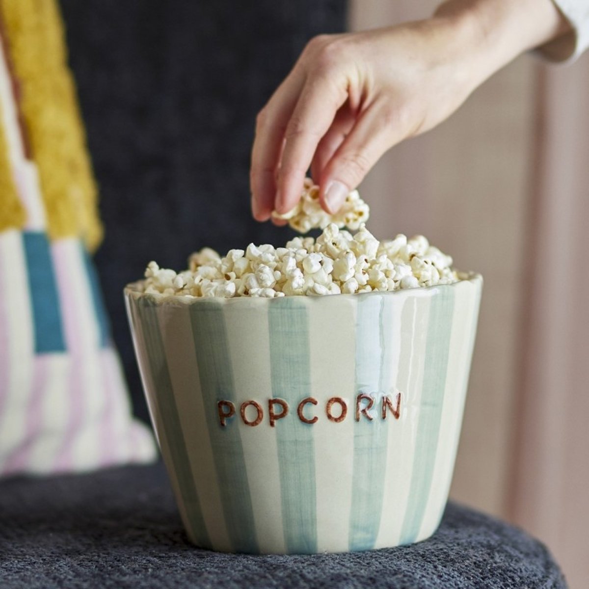 Bol saladier à pop corn grès Chip bleu, BLOOMINGVILLE