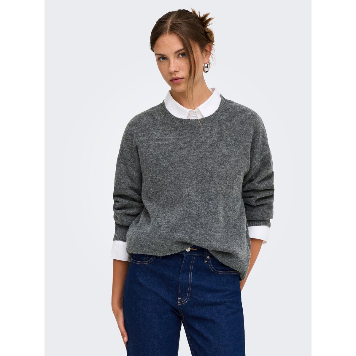 Pull En Maille dark grey melange 1, ONLY