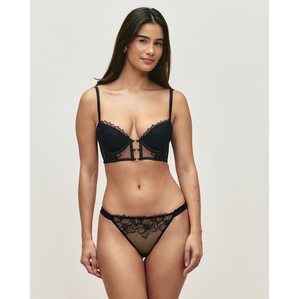 Soutien-gorge push-up broderies MENALIZ NUDIZ noir, UNDIZ