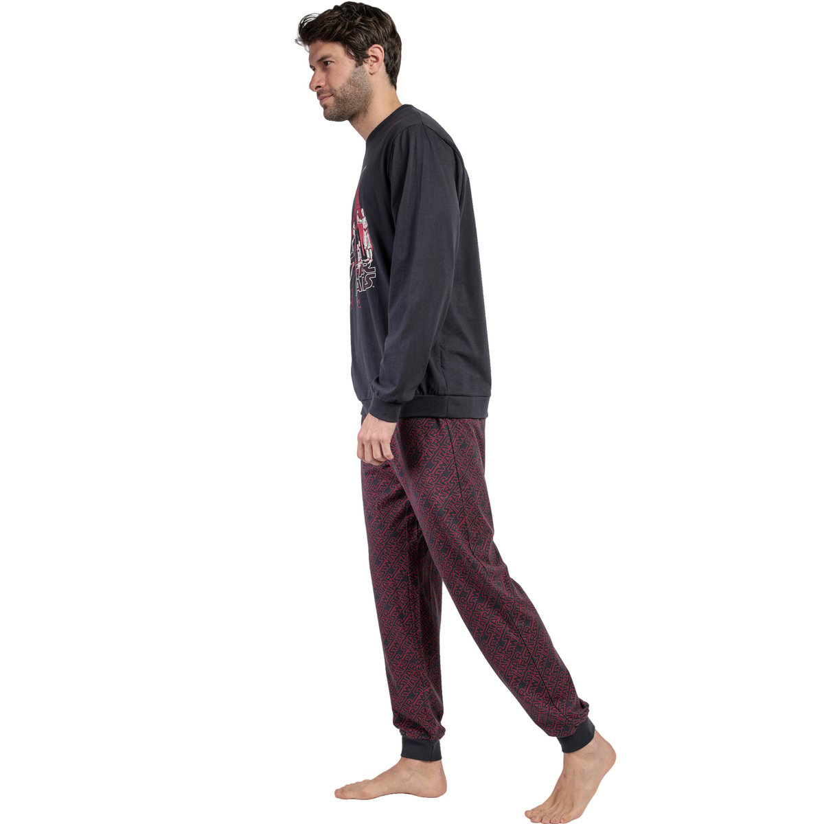 Pyjama pantalon top manches longues May The Force Star Wars gris, ADMAS