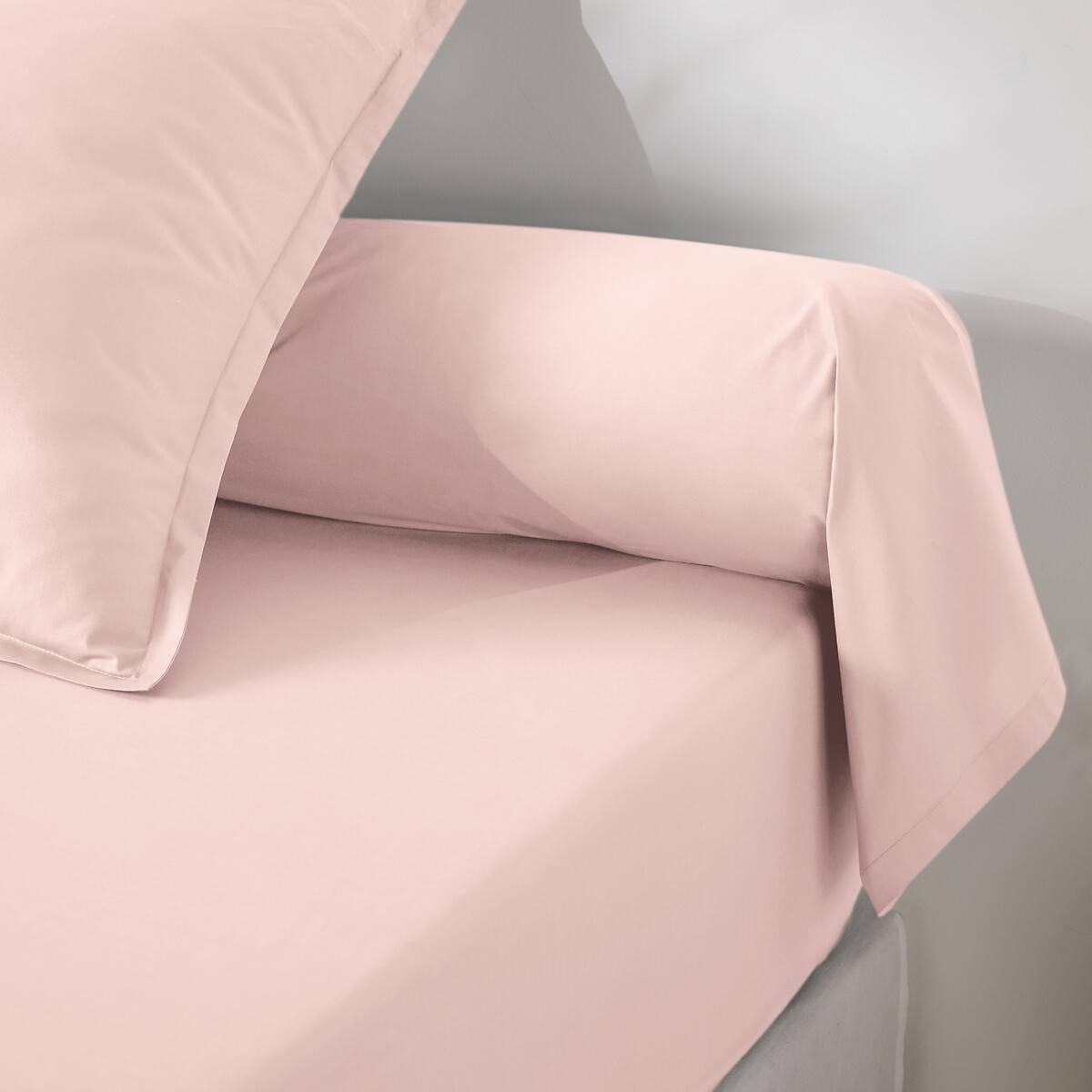 Taie de traversin en percale de coton, 80 fils, Scenario rose poudré, LA REDOUTE INTERIEURS
