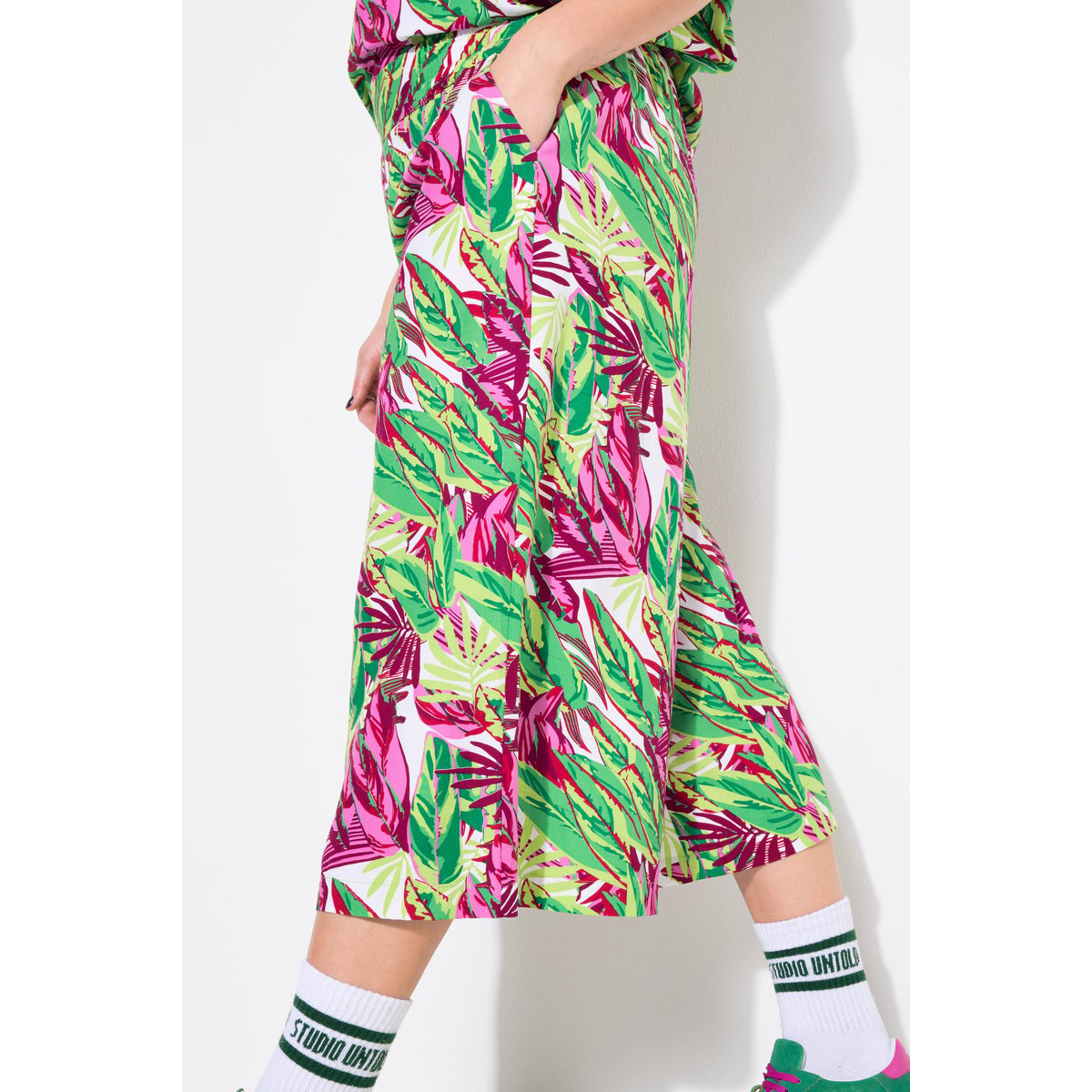 Jupe-culotte Wide Legs, imprimé jungle vert émeraude, STUDIO UNTOLD