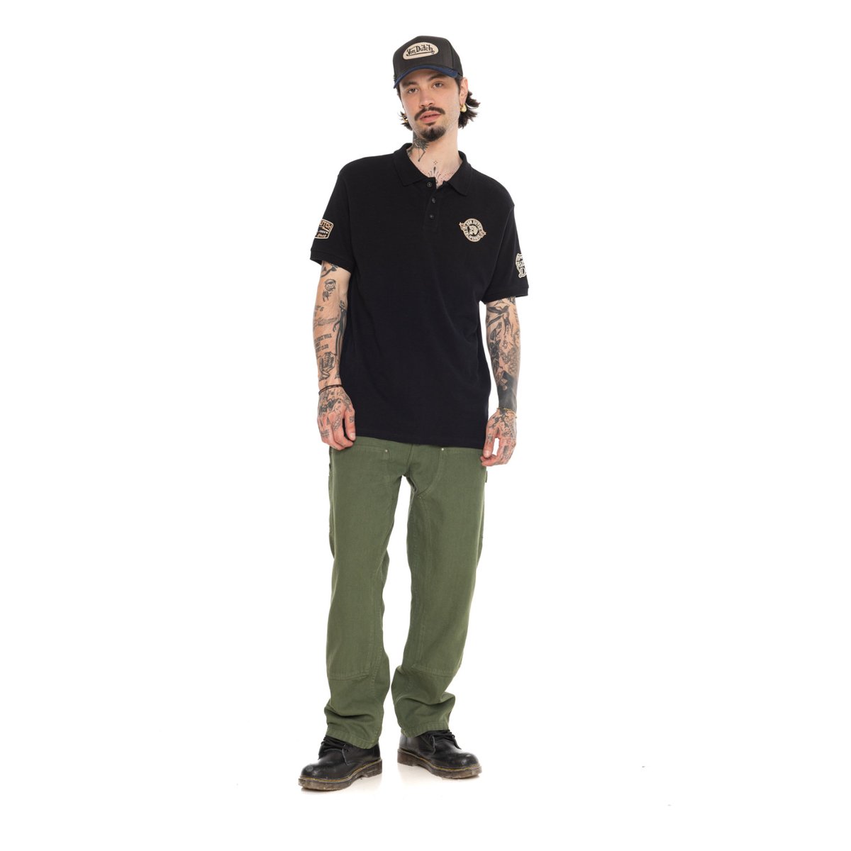 Polo coton piqué RAPH noir/beige, VON DUTCH