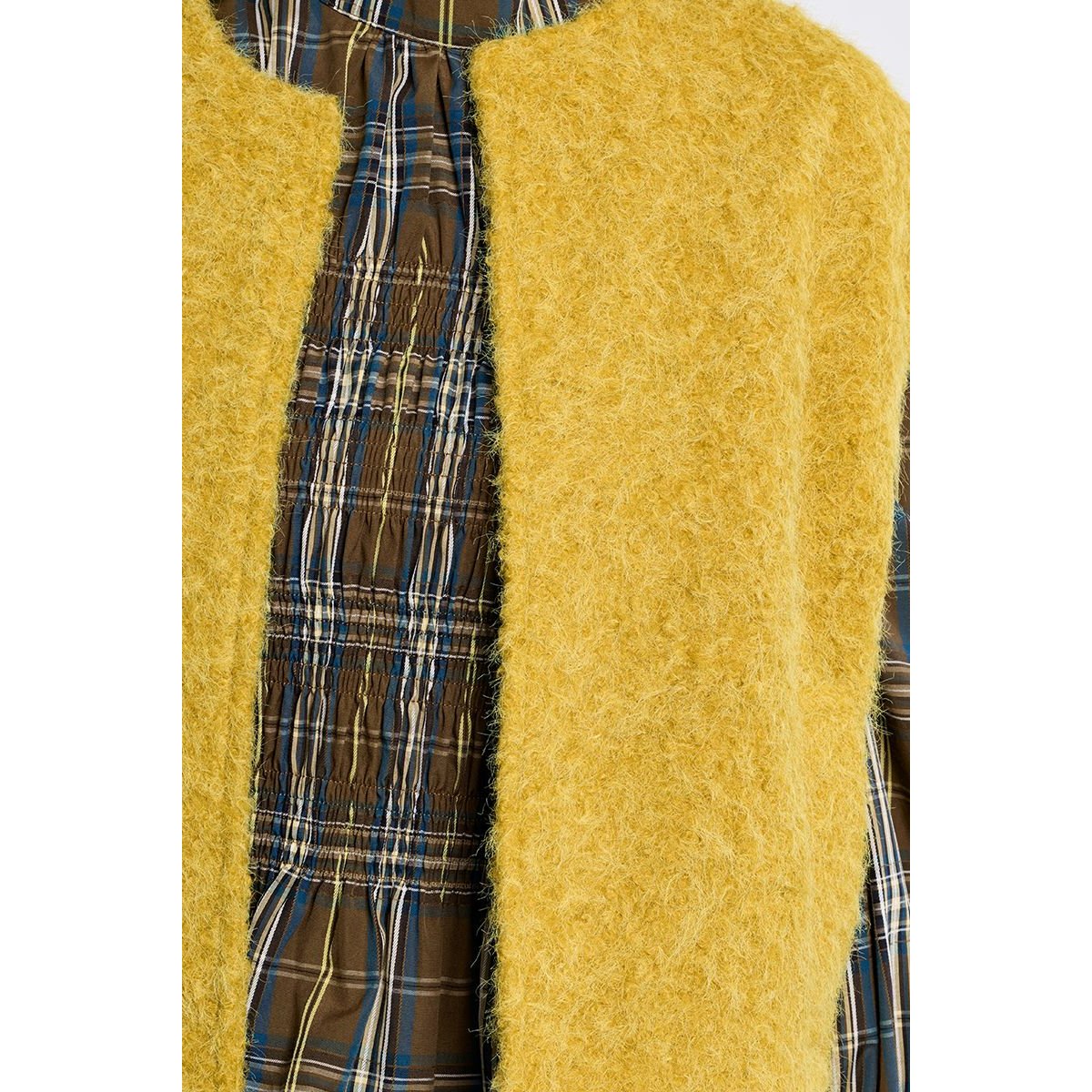 Veste sans manches oversize, en maille bouclette lime green, LILI SIDONIO