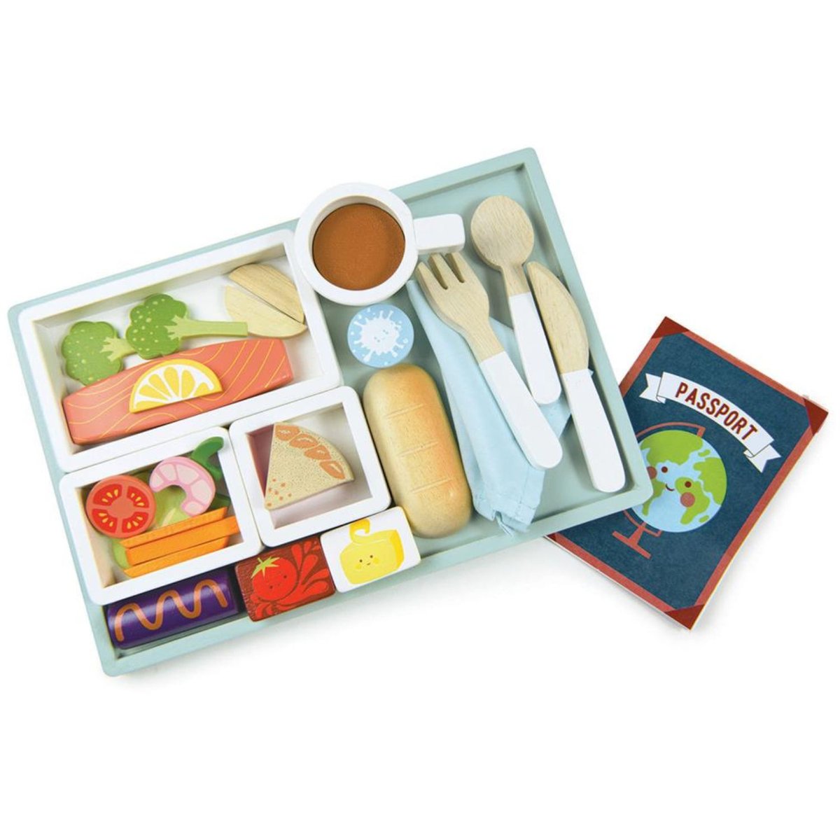 Plateau repas en avion bleu, orange, TENDER LEAF TOYS