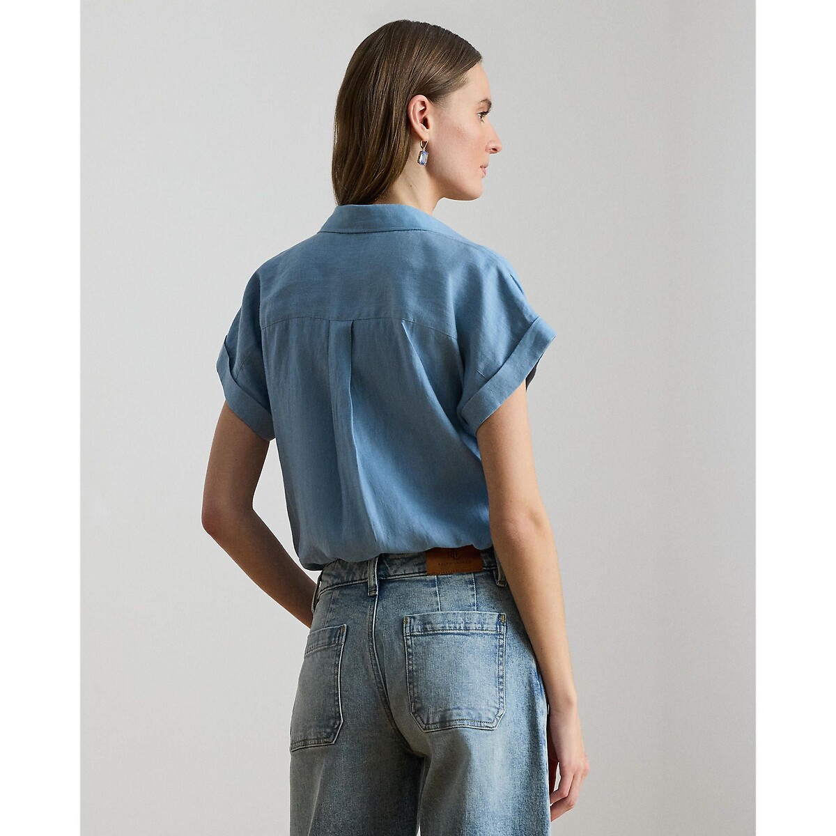 Broono Linen Shirt with Short Sleeves light blue, LAUREN RALPH LAUREN