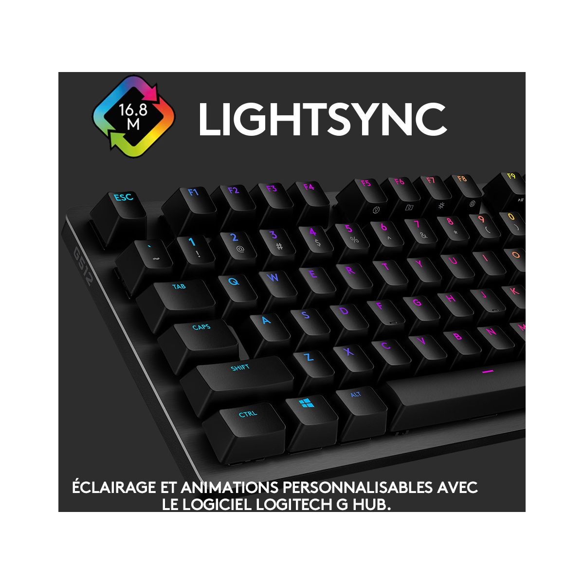 Clavier gamer G512 CARBON GX BLUE noir, LOGITECH