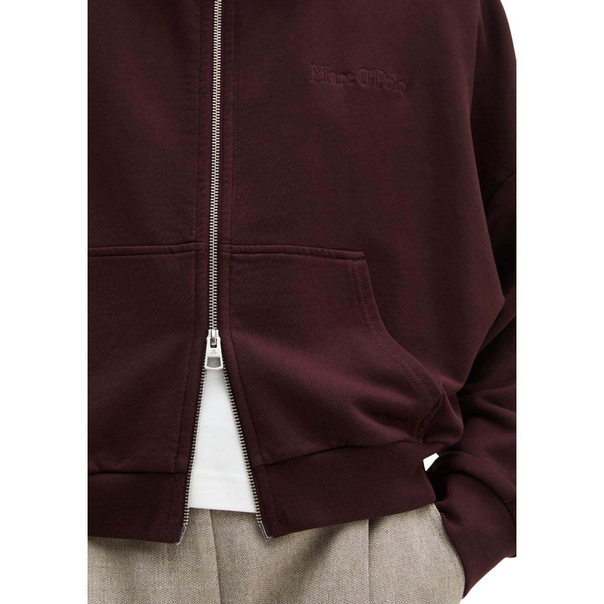 Veste sweat oversize avec du coton recyclé rouge, MARC O'POLO