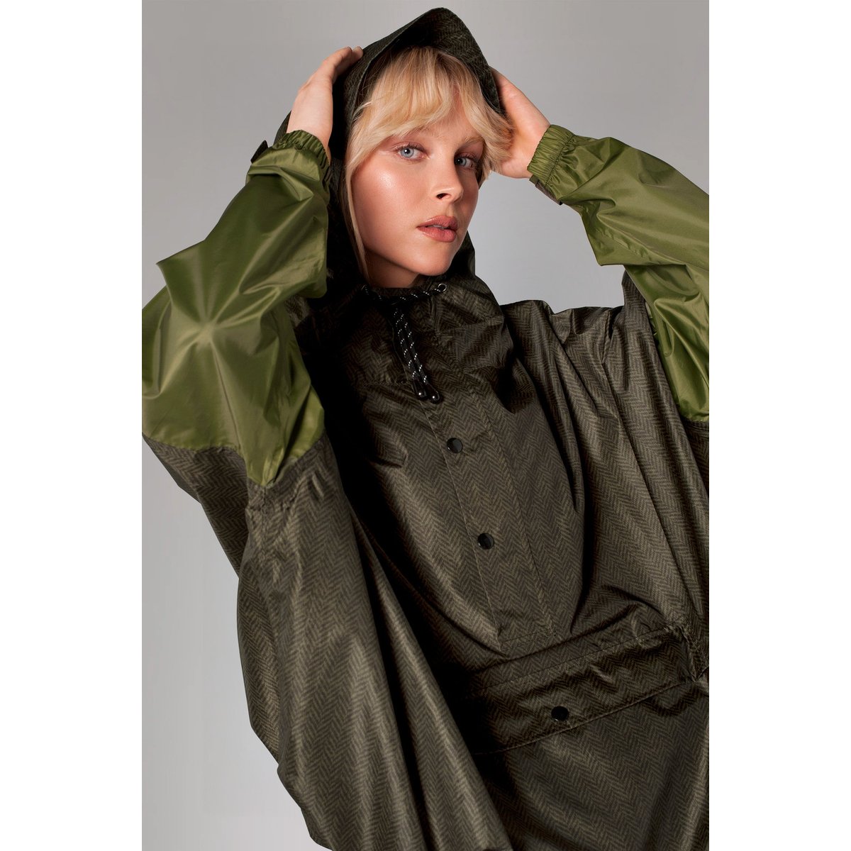 Anorak imperméable HERRINGBONE vert profond & olive, RAINKISS