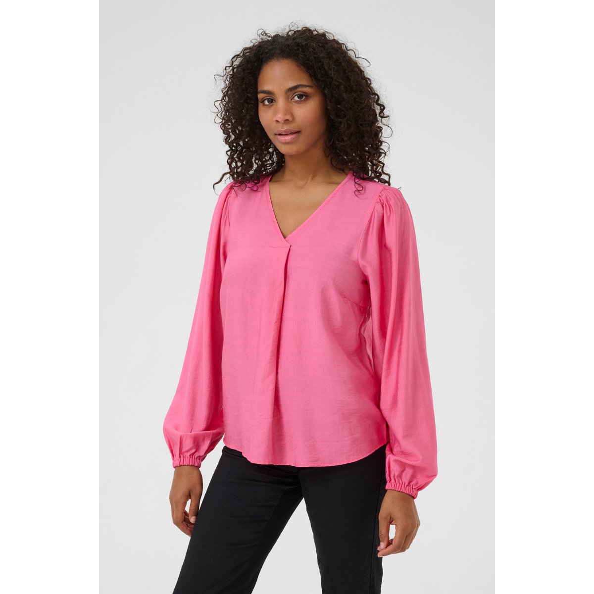Blouse with long sleeve rose azelea pink cc, KAFFE
