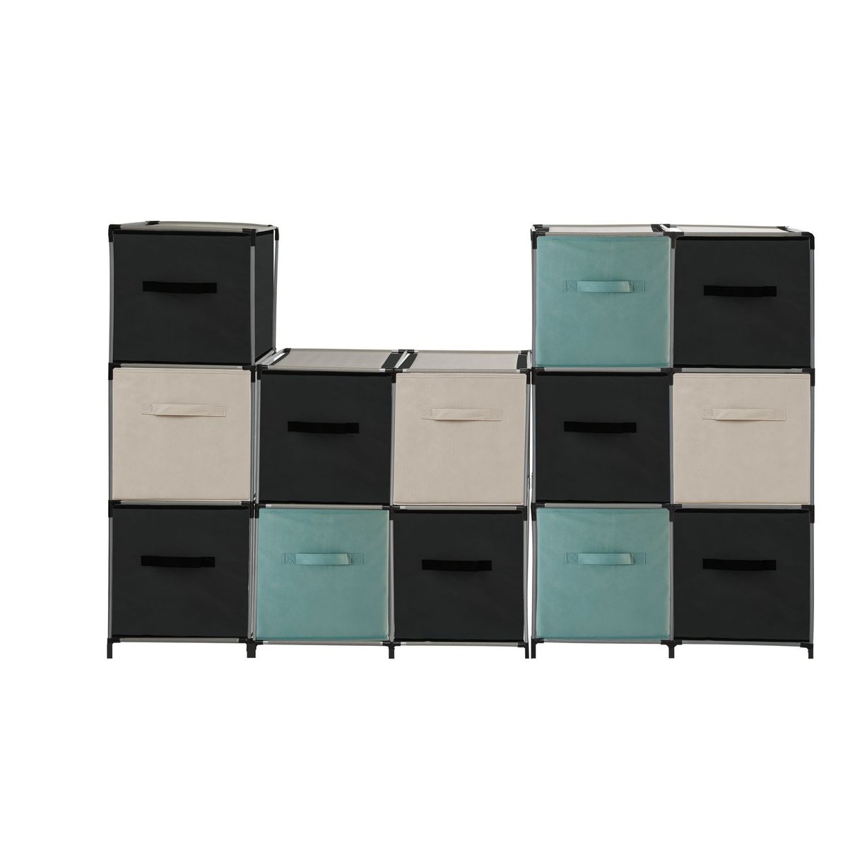 Lot de 2 boîtes de rangement en tissu MIX N' MODUL vert, TOILINUX