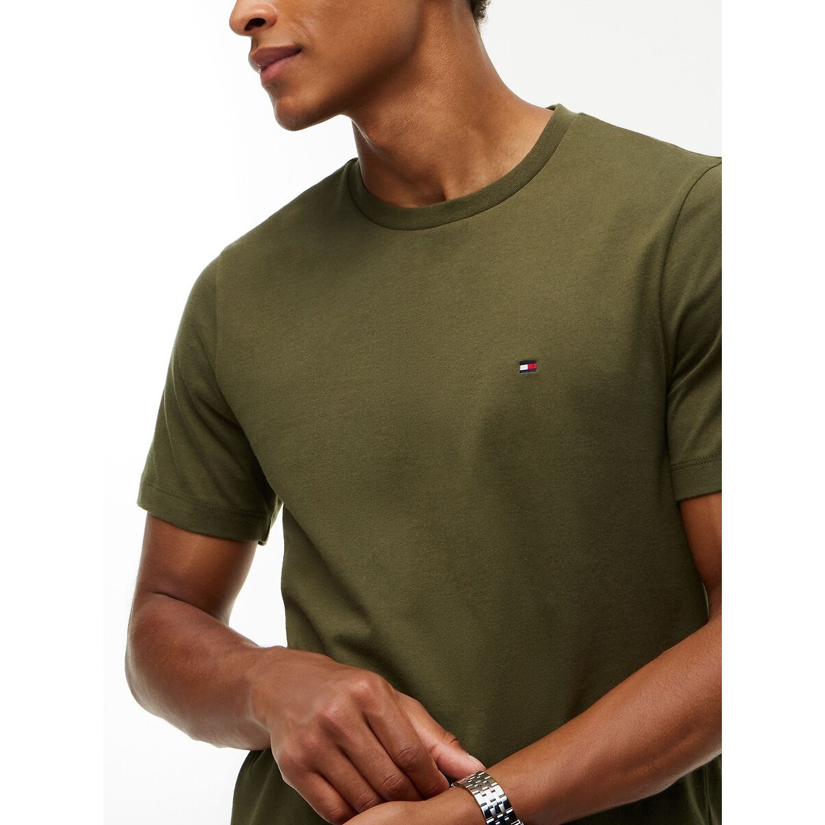 Camiseta recta gruesa caqui oscuro, TOMMY HILFIGER